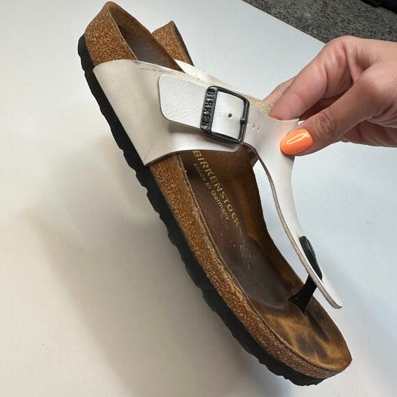 Birkenstock Gizeh White Pearl Sandals - Picture 3 of 6